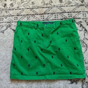 Vintage Ralph Lauren Sport Green Khaki Mini Skirt Womens Size 8